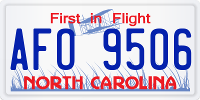 NC license plate AFO9506