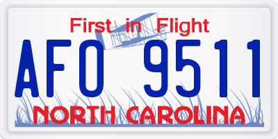 NC license plate AFO9511