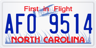 NC license plate AFO9514
