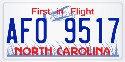 NC license plate AFO9517