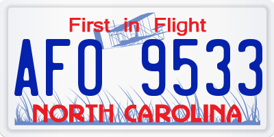 NC license plate AFO9533