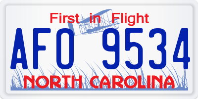 NC license plate AFO9534