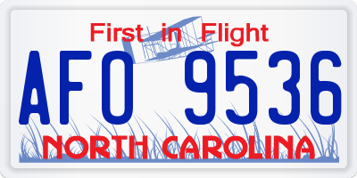 NC license plate AFO9536