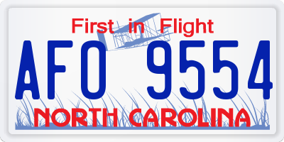 NC license plate AFO9554