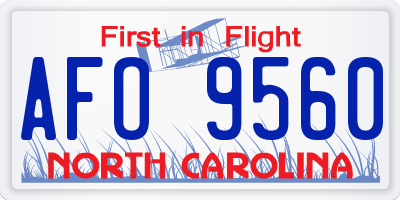 NC license plate AFO9560