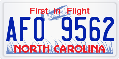 NC license plate AFO9562