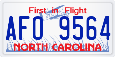 NC license plate AFO9564