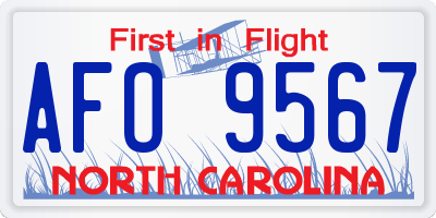NC license plate AFO9567