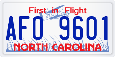 NC license plate AFO9601