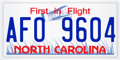 NC license plate AFO9604