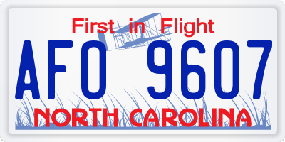 NC license plate AFO9607