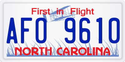 NC license plate AFO9610
