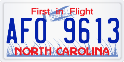 NC license plate AFO9613