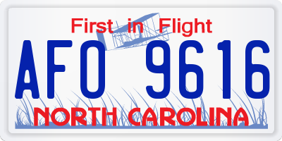 NC license plate AFO9616