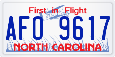 NC license plate AFO9617
