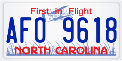 NC license plate AFO9618