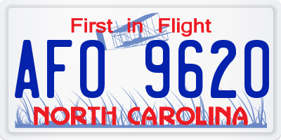 NC license plate AFO9620
