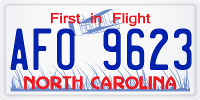 NC license plate AFO9623