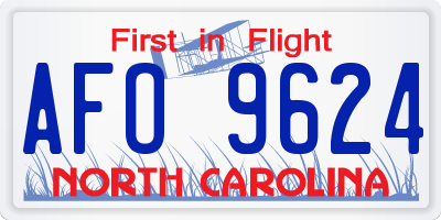 NC license plate AFO9624
