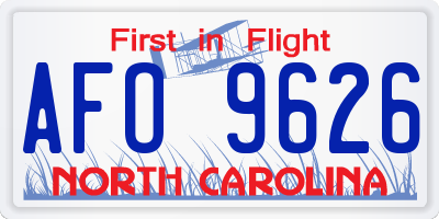 NC license plate AFO9626
