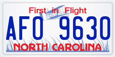 NC license plate AFO9630
