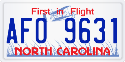 NC license plate AFO9631