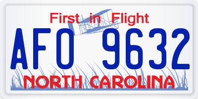 NC license plate AFO9632