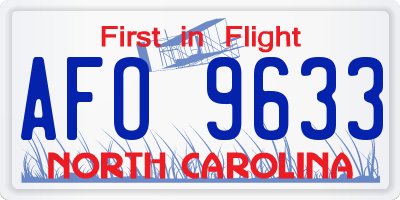 NC license plate AFO9633