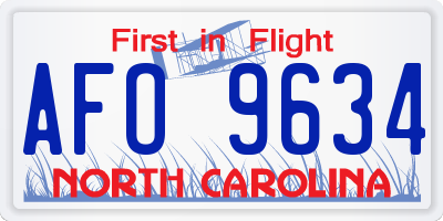 NC license plate AFO9634