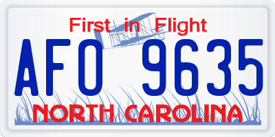 NC license plate AFO9635