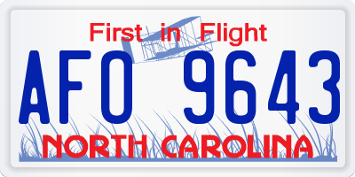 NC license plate AFO9643