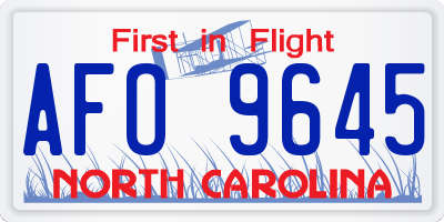 NC license plate AFO9645