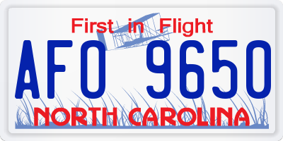 NC license plate AFO9650