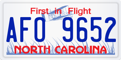 NC license plate AFO9652
