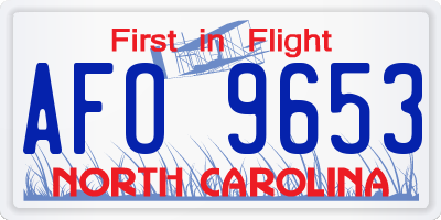NC license plate AFO9653