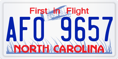 NC license plate AFO9657
