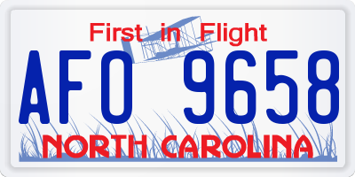 NC license plate AFO9658
