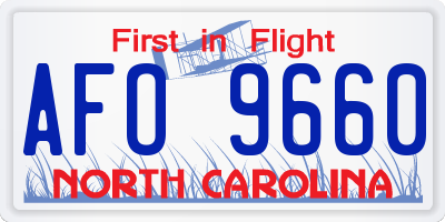 NC license plate AFO9660