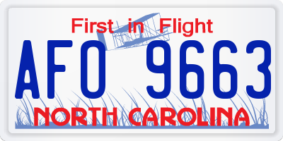 NC license plate AFO9663