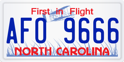 NC license plate AFO9666
