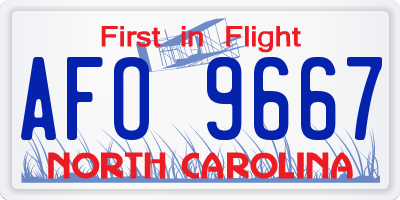 NC license plate AFO9667