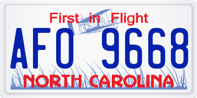 NC license plate AFO9668