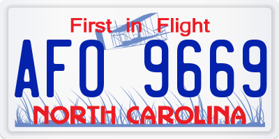 NC license plate AFO9669