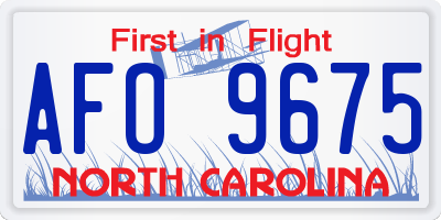 NC license plate AFO9675