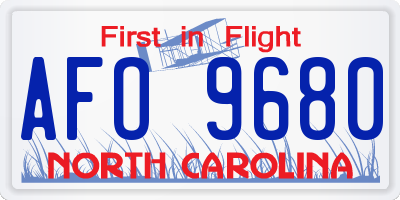 NC license plate AFO9680