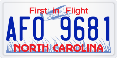 NC license plate AFO9681