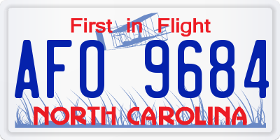 NC license plate AFO9684