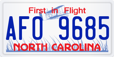 NC license plate AFO9685