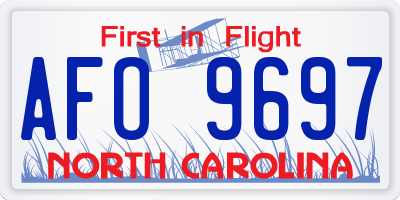 NC license plate AFO9697