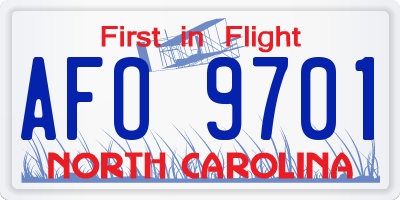 NC license plate AFO9701